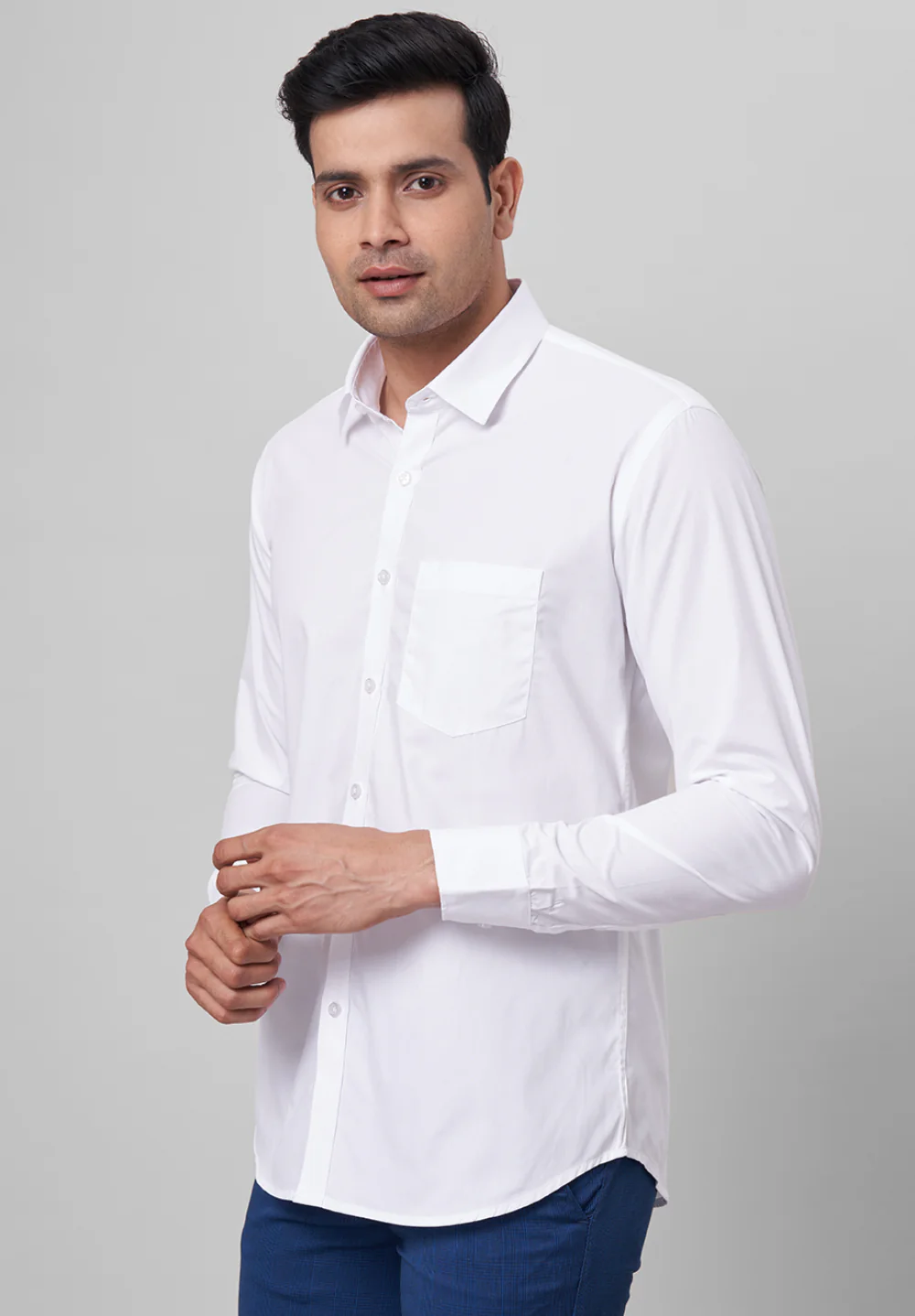 Men White Slim Fit Formal Shirt - Image 5