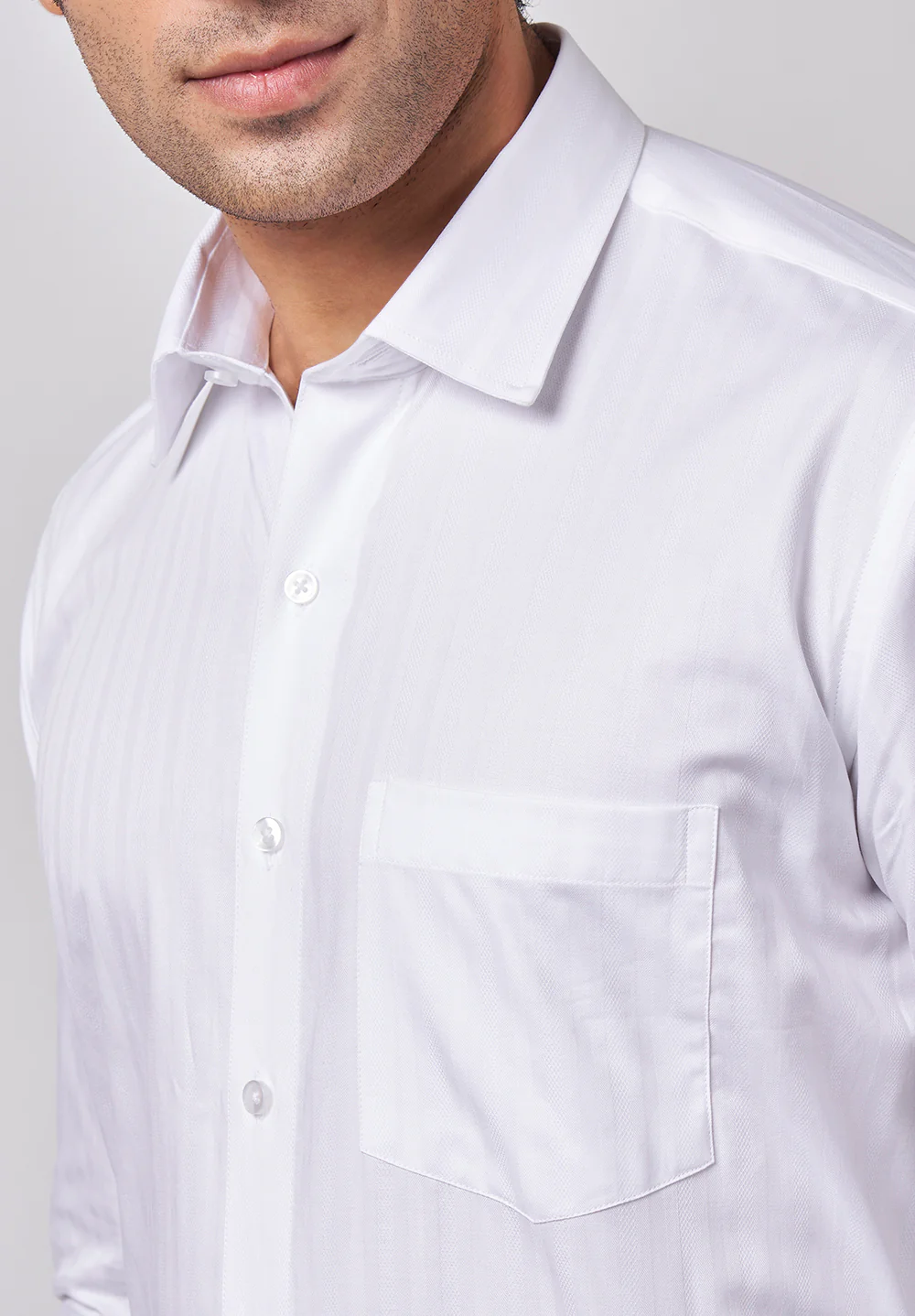 Men White Regular Fit Formal Shirt - Image 4