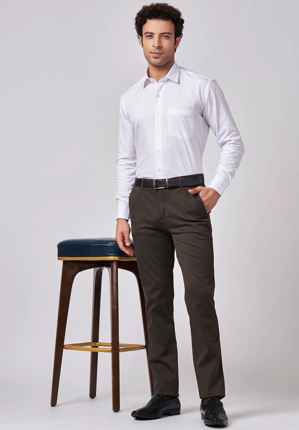 Men White Regular Fit Formal Shirt - Image 5