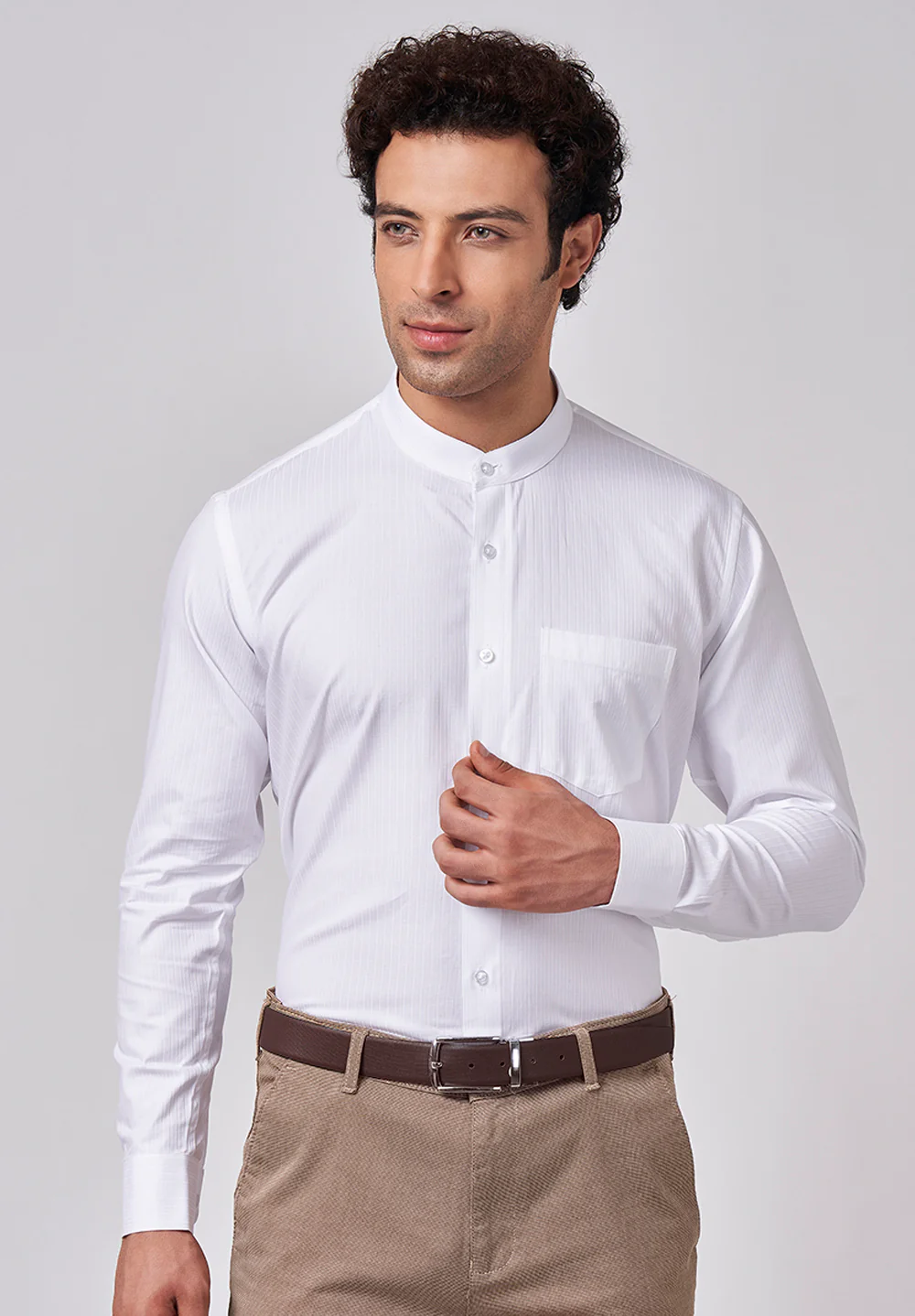 Men White Slim Fit Formal Shirt
