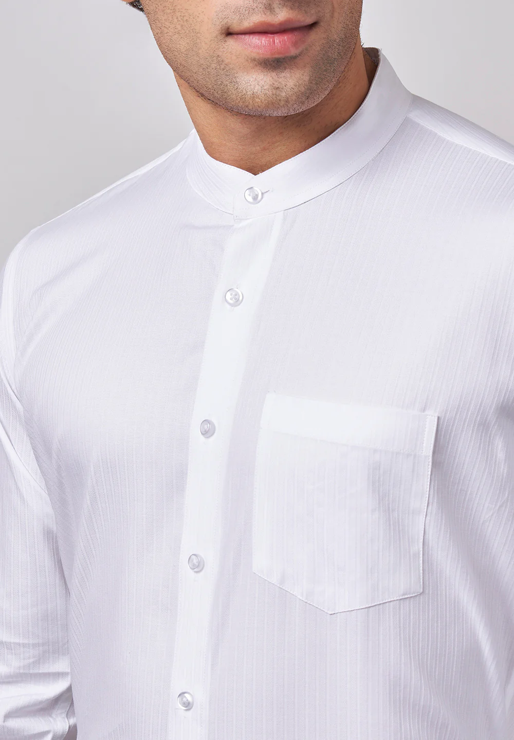 Men White Slim Fit Formal Shirt - Image 4