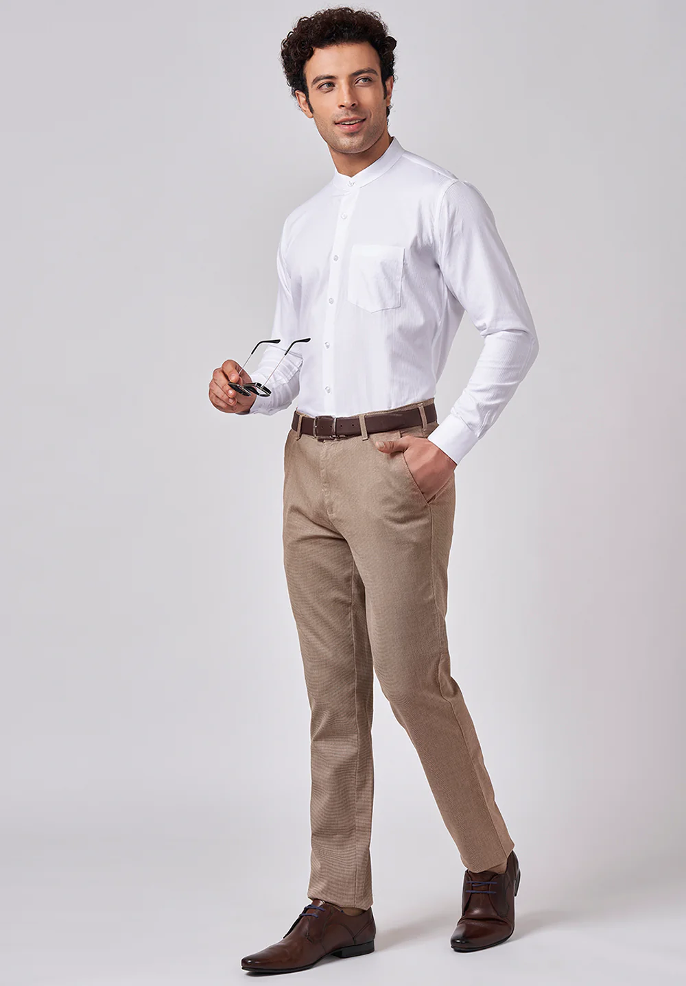 Men White Slim Fit Formal Shirt - Image 5