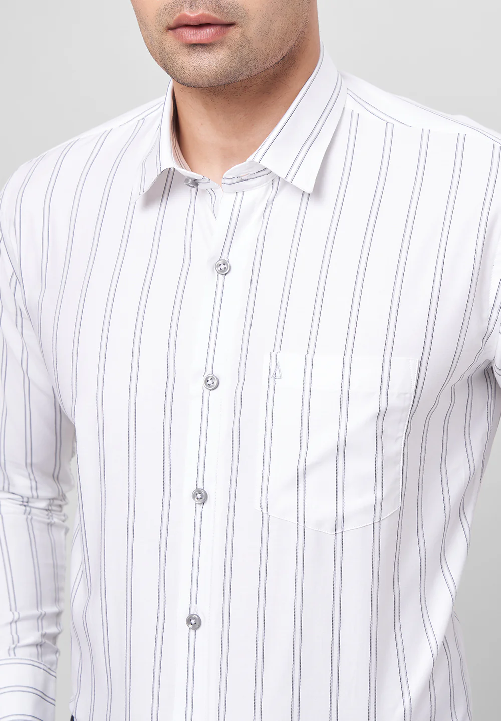 Men White Slim Fit Formal Shirt - Image 3