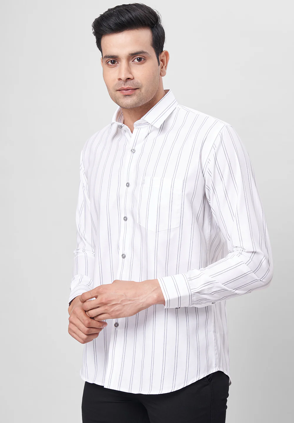 Men White Slim Fit Formal Shirt - Image 4