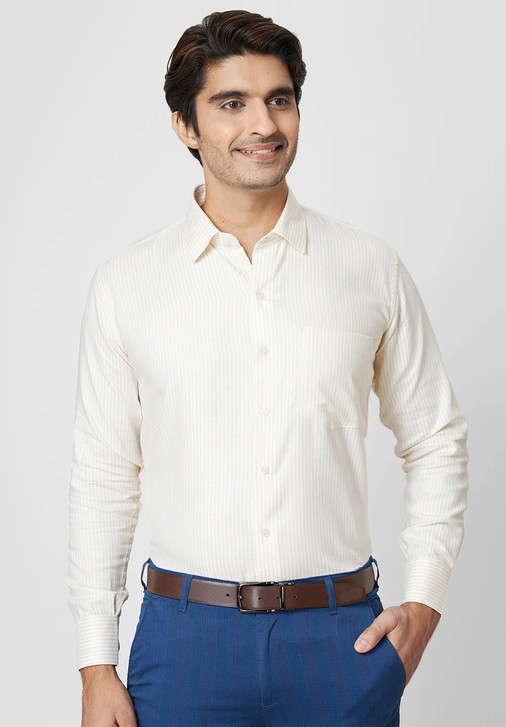 Men Yellow Regular Fit Formal Shirt