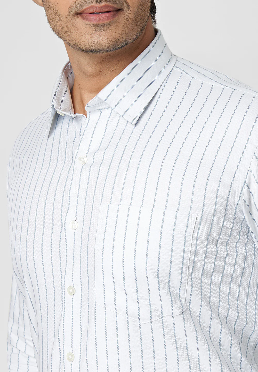 Men White Regular Fit Formal Shirt - Image 3