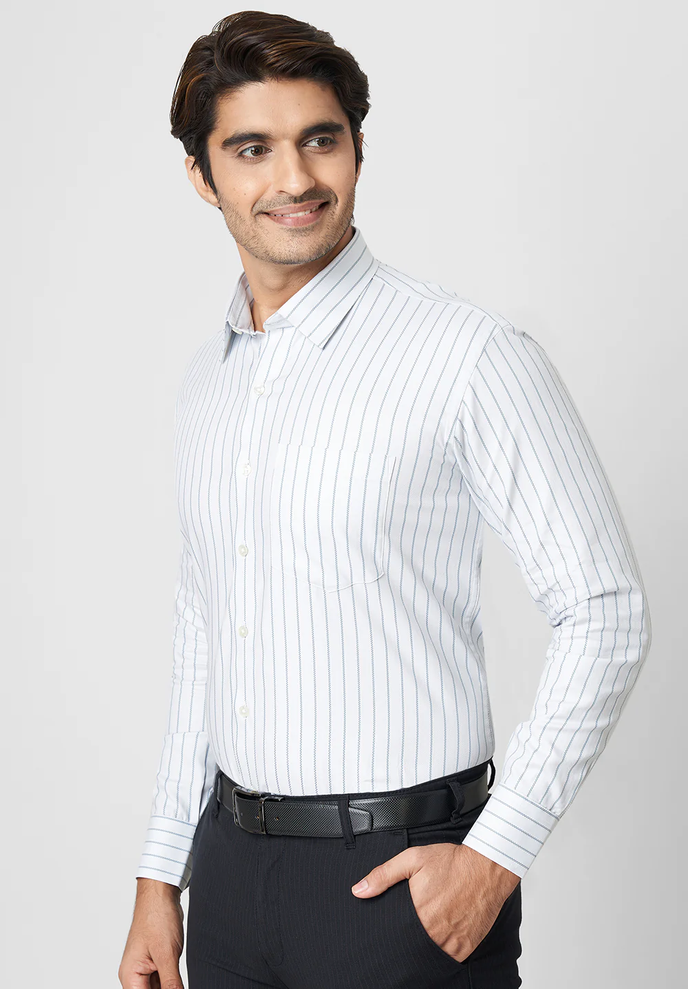 Men White Regular Fit Formal Shirt - Image 5