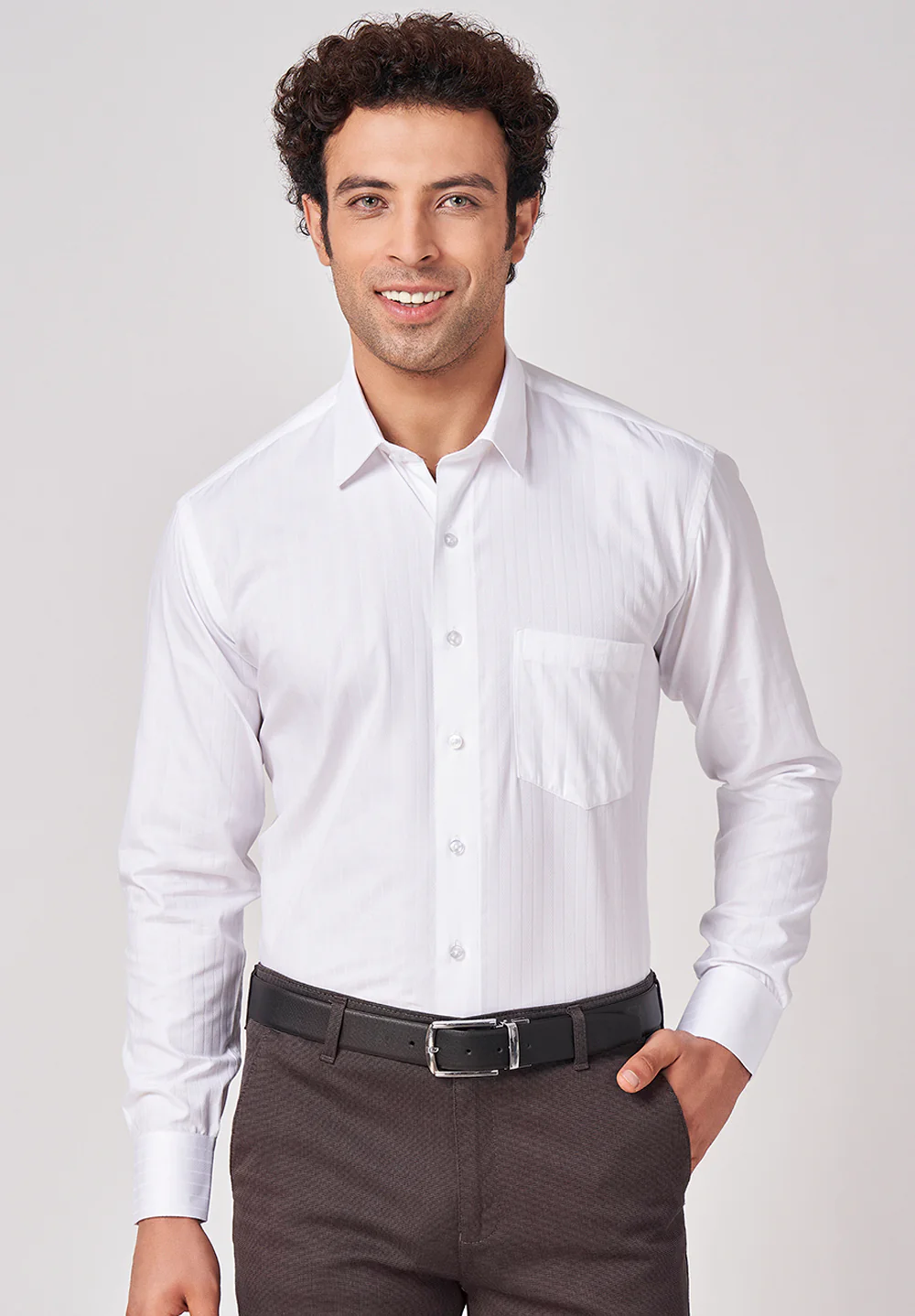 Men White Regular Fit Formal Shirt