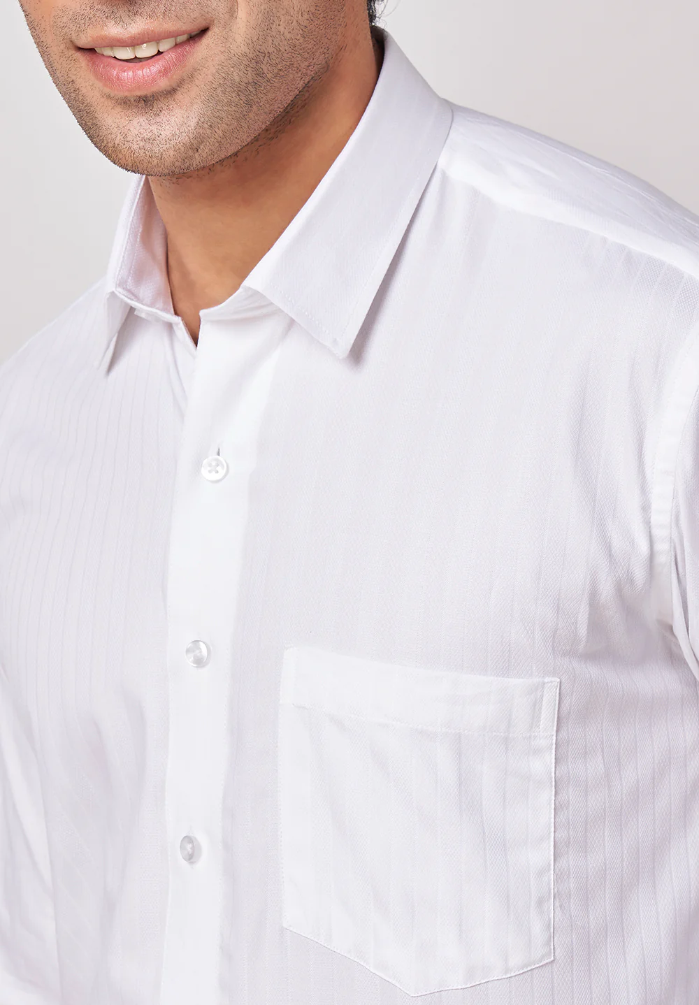 Men White Regular Fit Formal Shirt - Image 5