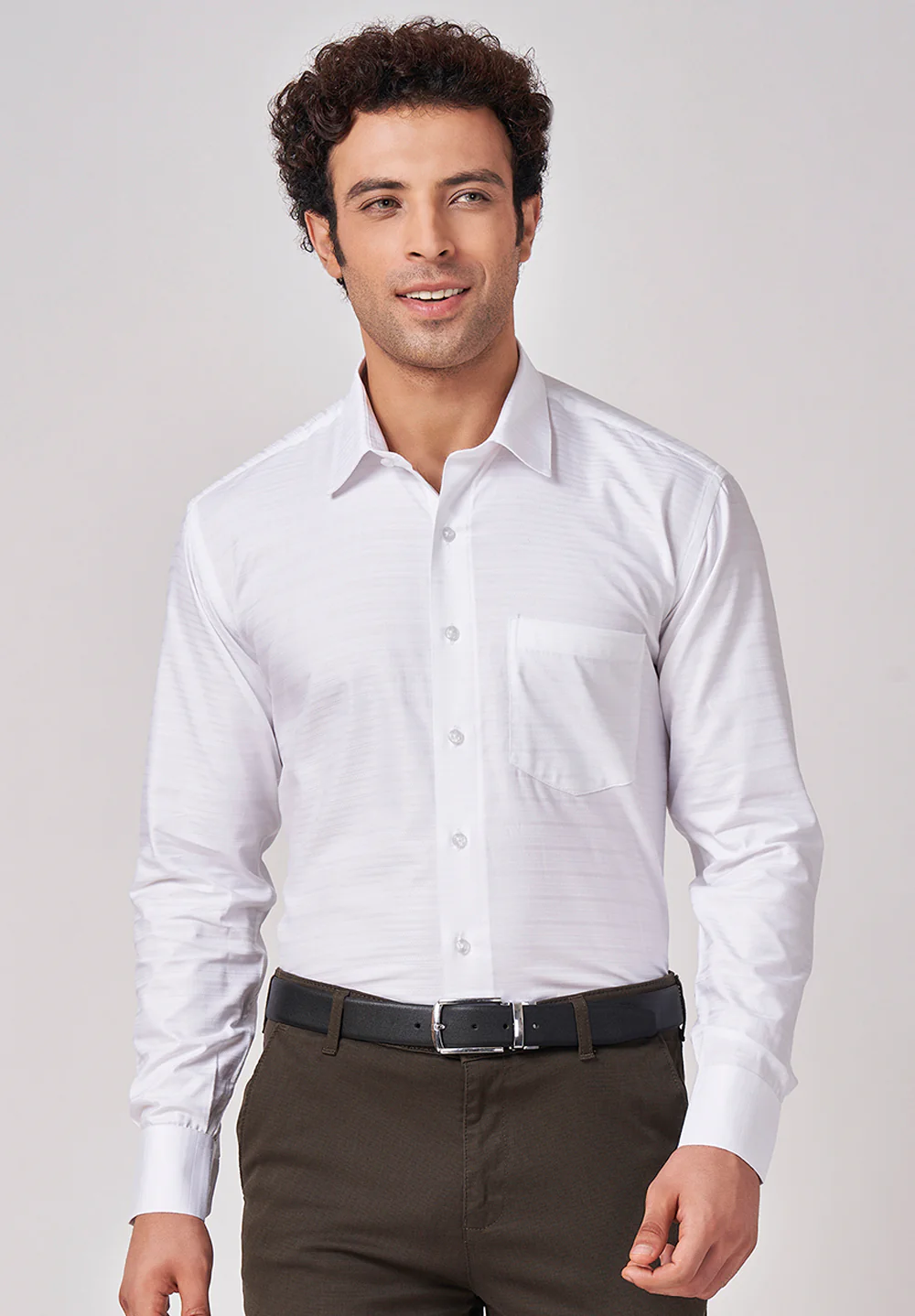 Men White Regular Fit Formal Shirt