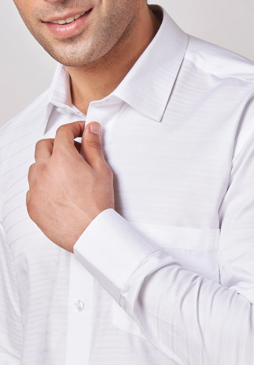 Men White Regular Fit Formal Shirt - Image 4