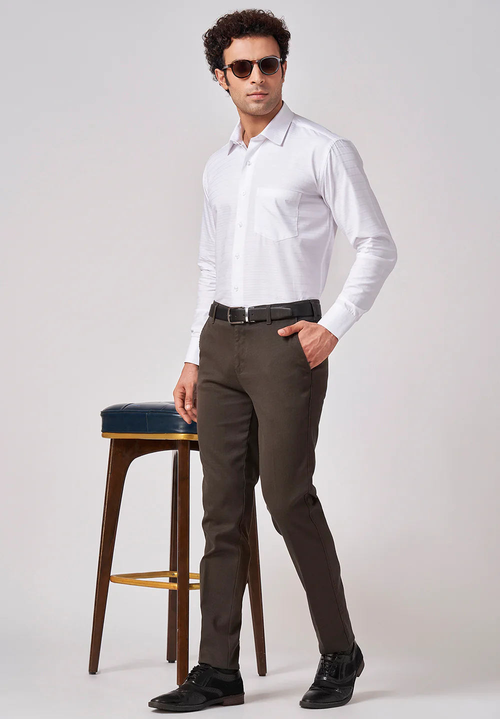 Men White Regular Fit Formal Shirt - Image 5