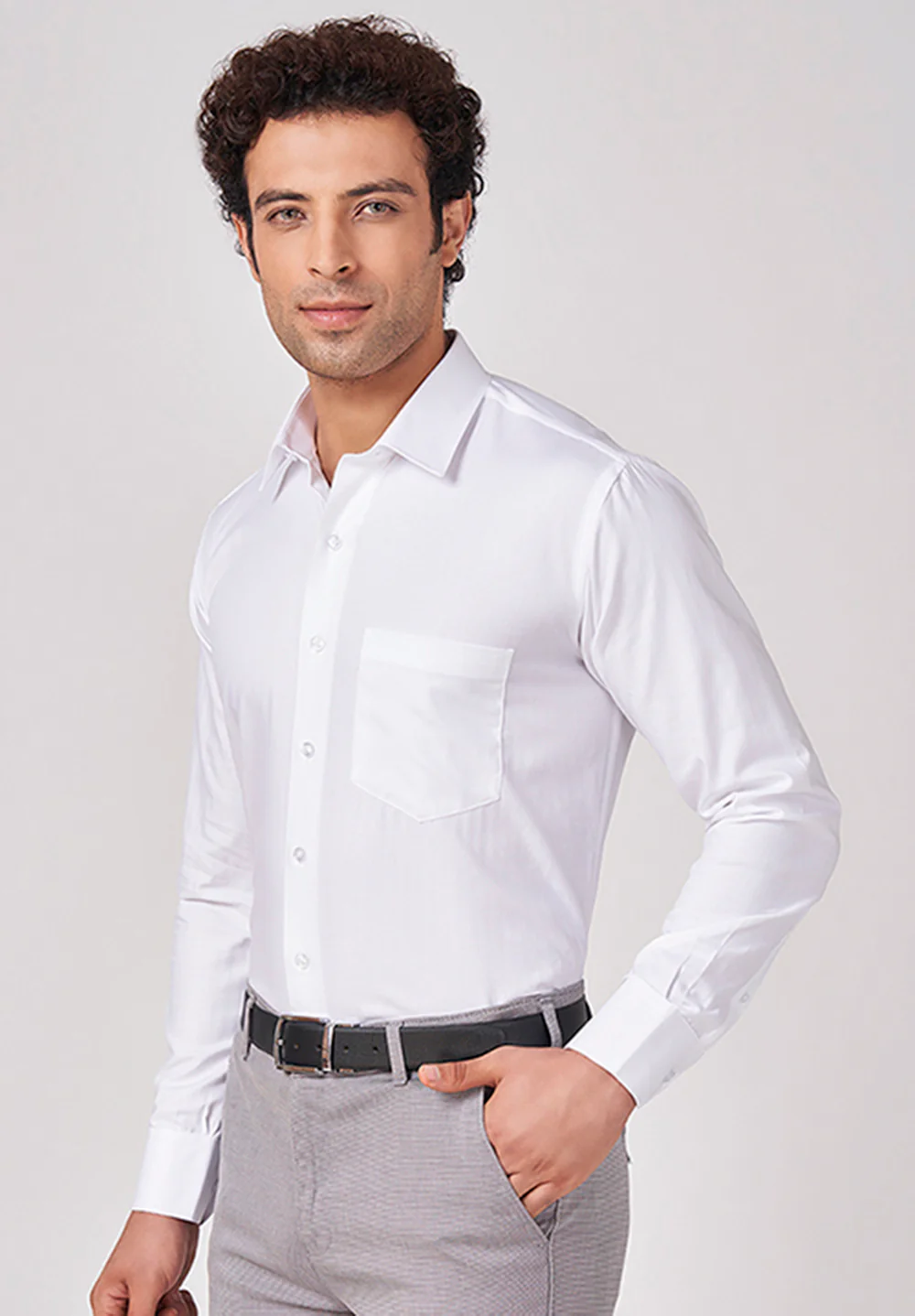 Men White Regular Fit Formal Shirt - Image 4