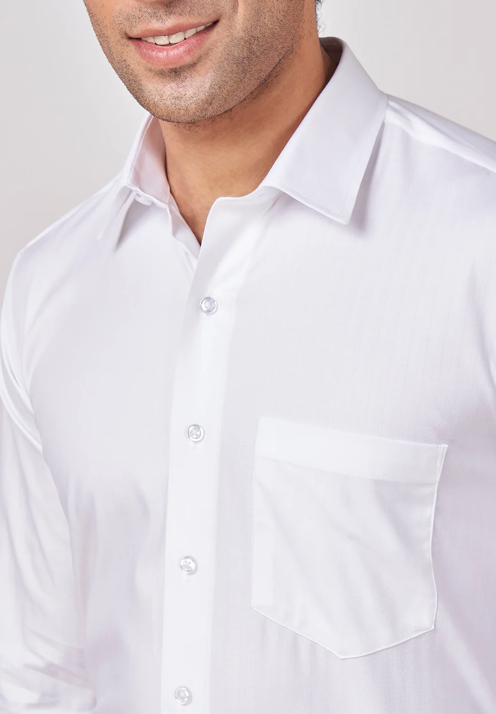 Men White Regular Fit Formal Shirt - Image 5