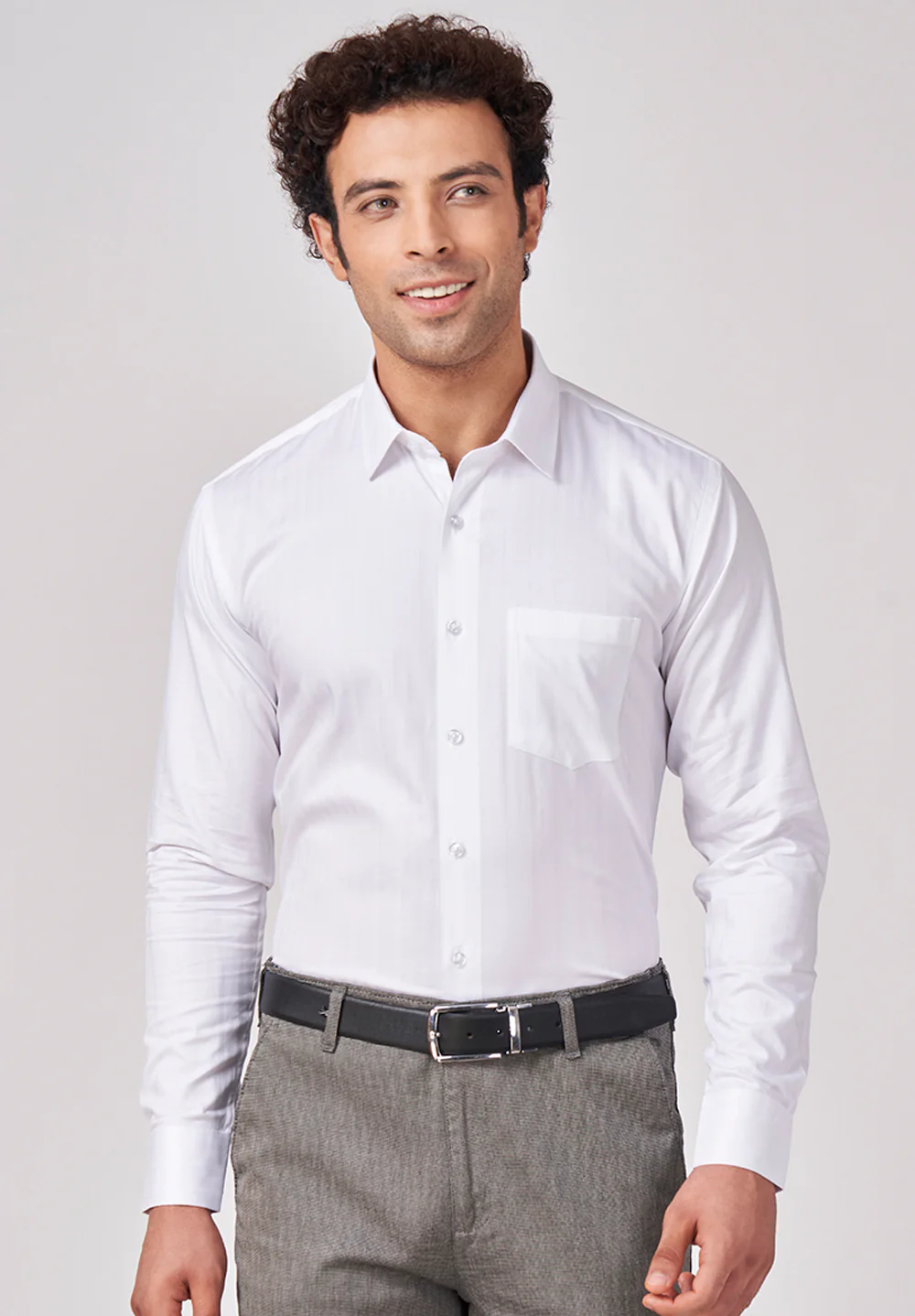 Men White Slim Fit Formal Shirt