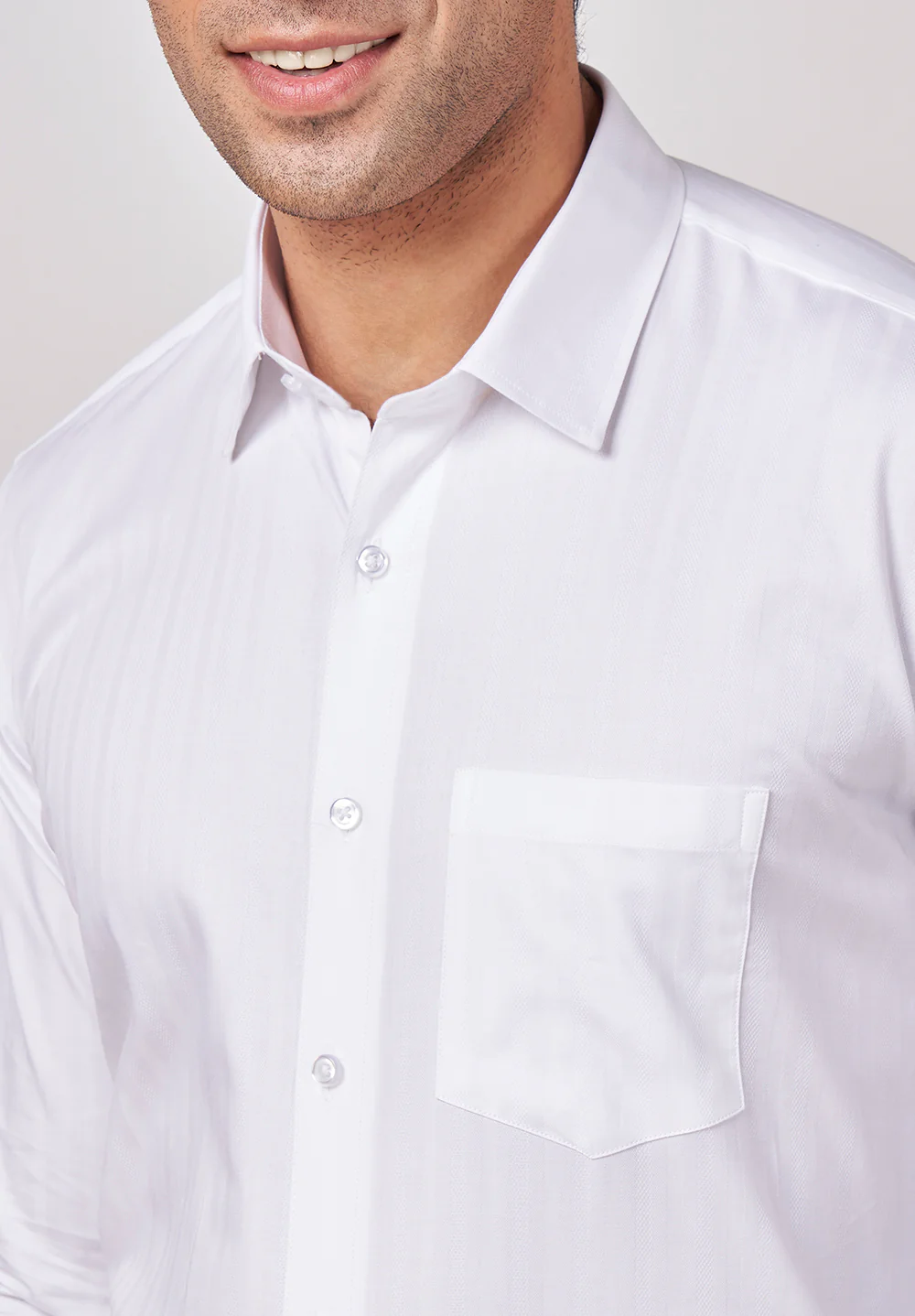 Men White Slim Fit Formal Shirt - Image 4