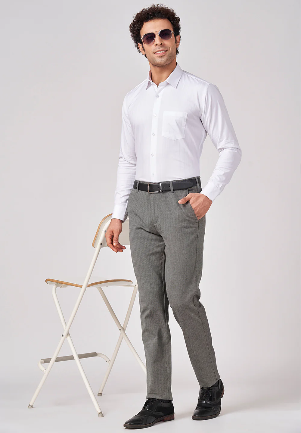 Men White Slim Fit Formal Shirt - Image 5