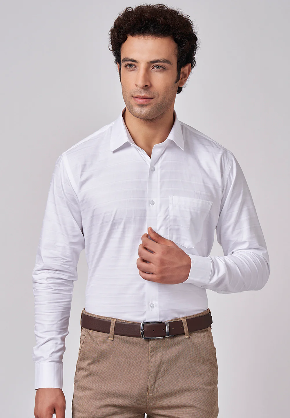 Men White Slim Fit Formal Shirt