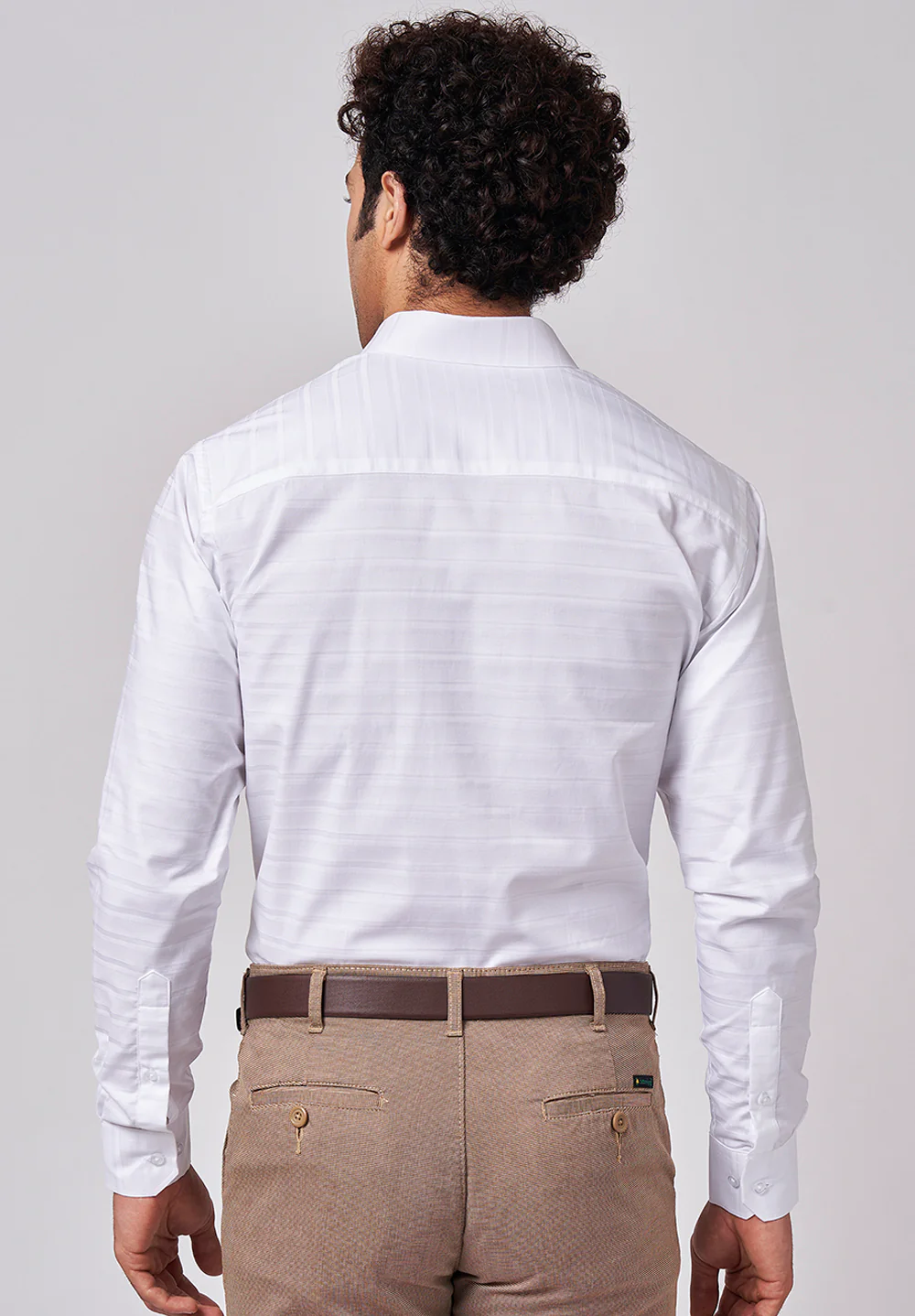 Men White Slim Fit Formal Shirt - Image 3