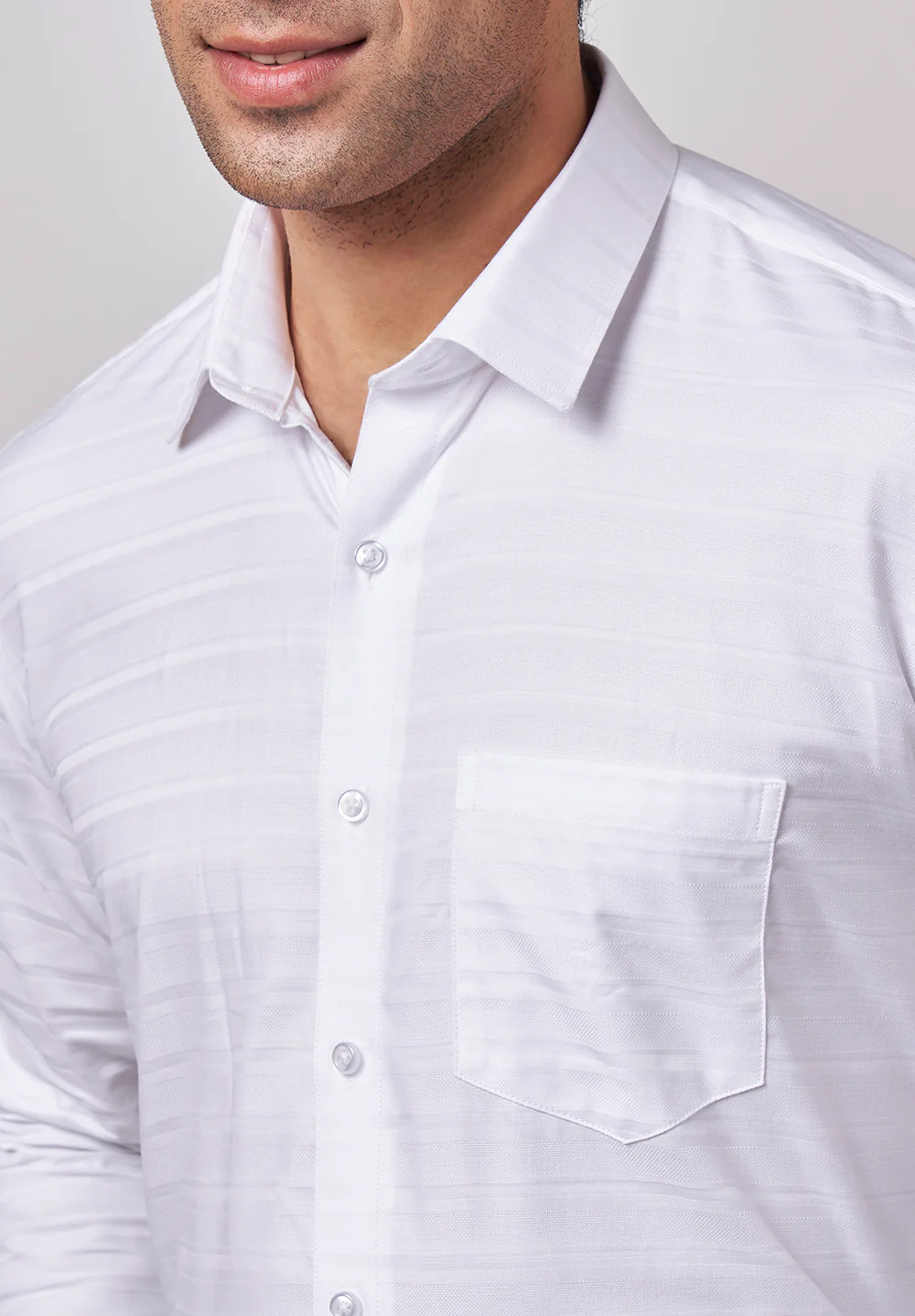 Men White Slim Fit Formal Shirt - Image 4