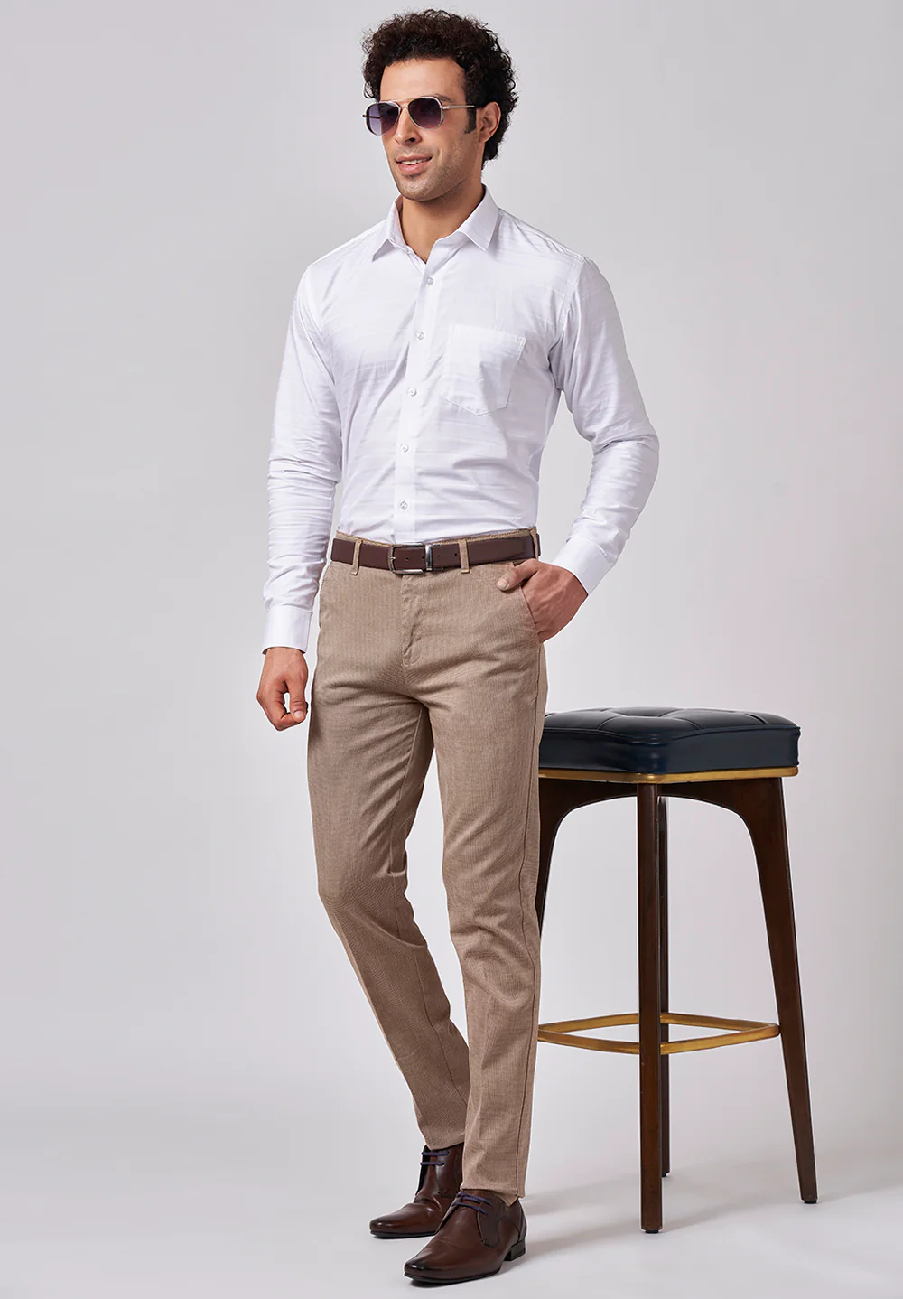 Men White Slim Fit Formal Shirt - Image 5