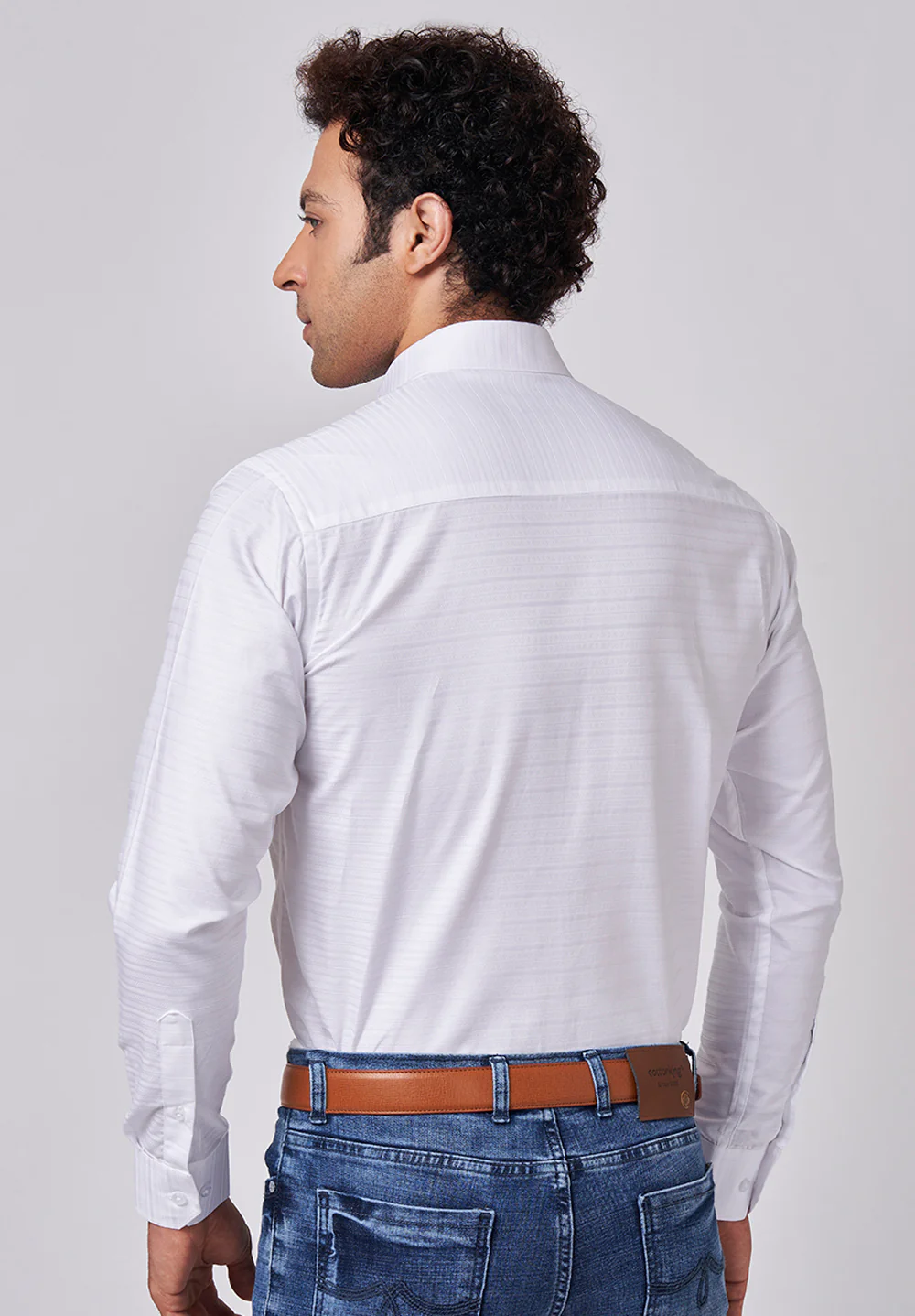 Men White Slim Fit Formal Shirt - Image 2