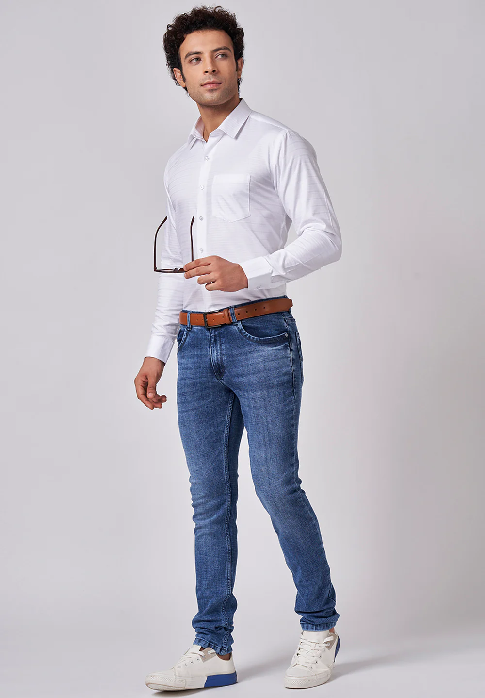 Men White Slim Fit Formal Shirt - Image 4