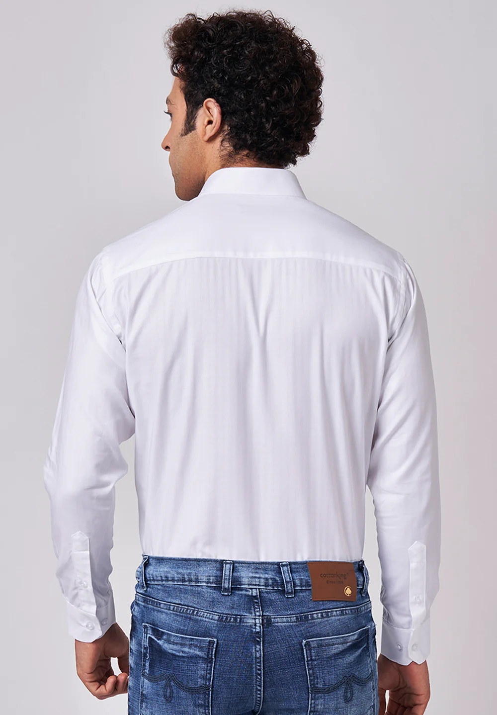Men White Slim Fit Formal Shirt - Image 3