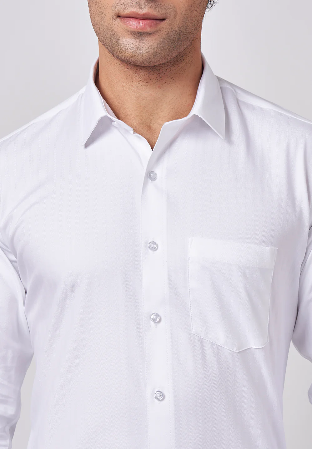 Men White Slim Fit Formal Shirt - Image 4