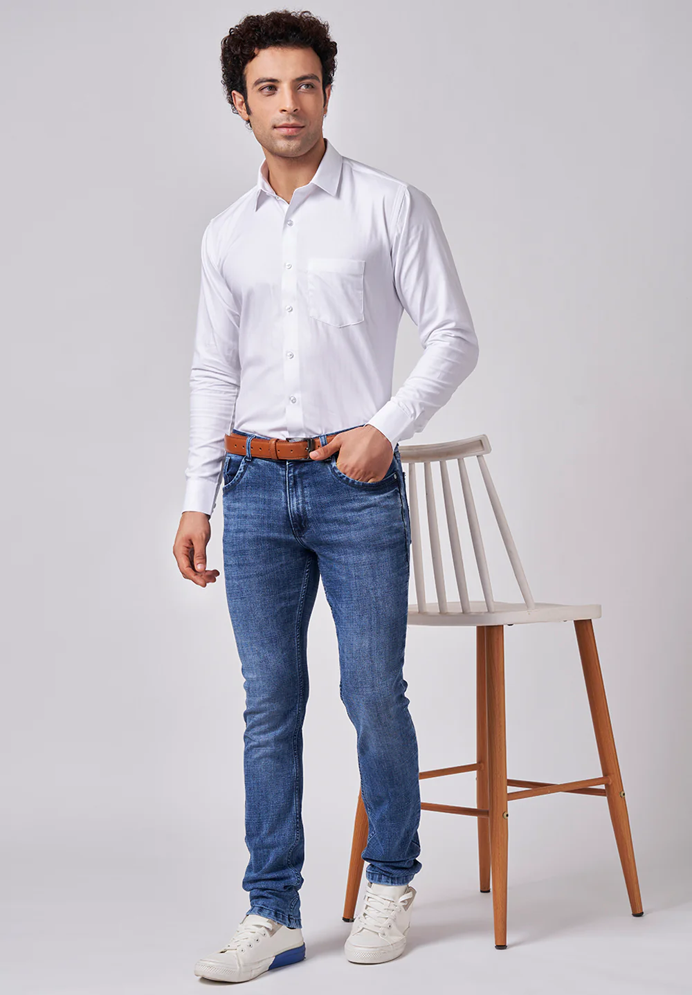 Men White Slim Fit Formal Shirt - Image 5