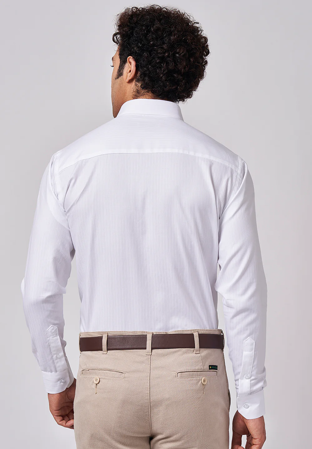 Men White Slim Fit Formal Shirt - Image 3