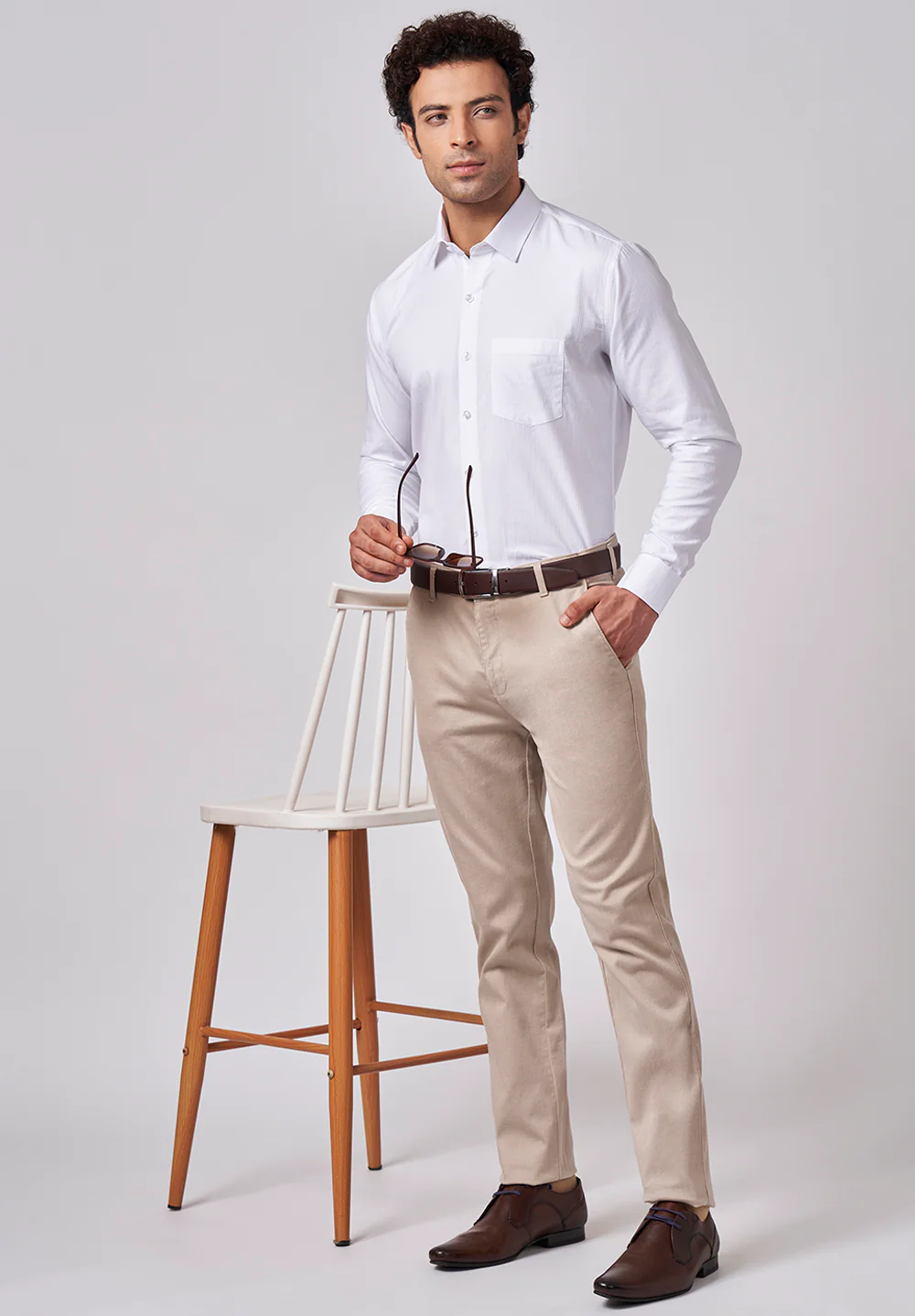 Men White Slim Fit Formal Shirt - Image 5