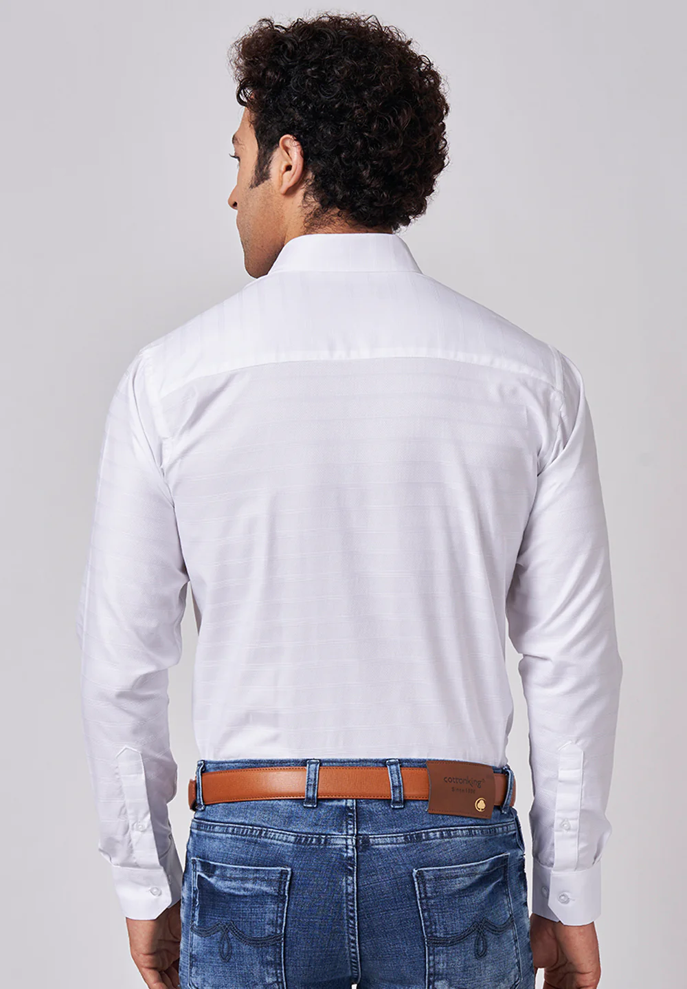Men White Slim Fit Formal Shirt - Image 3