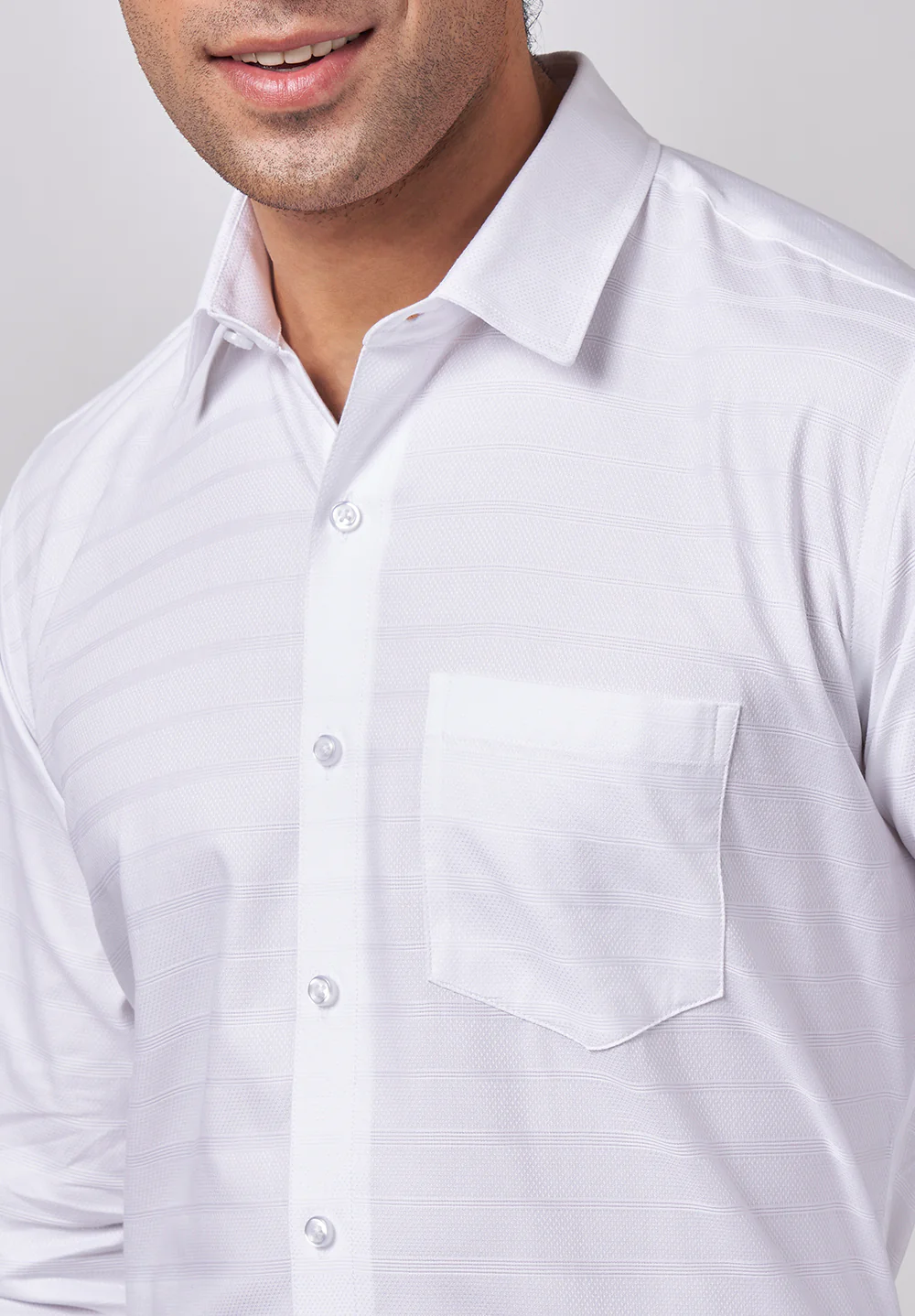 Men White Slim Fit Formal Shirt - Image 4