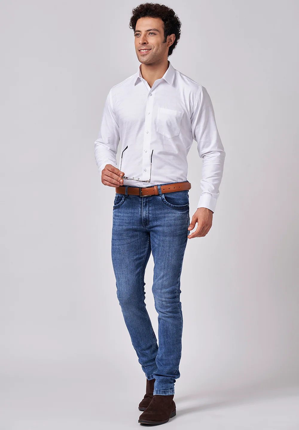 Men White Slim Fit Formal Shirt - Image 5
