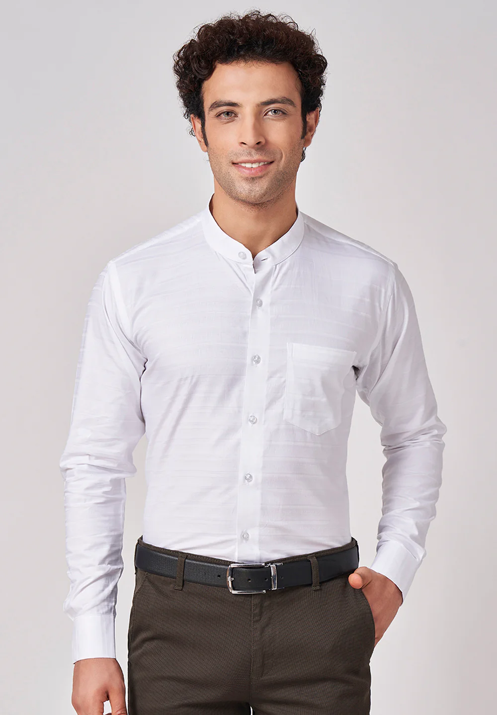 Men White Slim Fit Formal Shirt