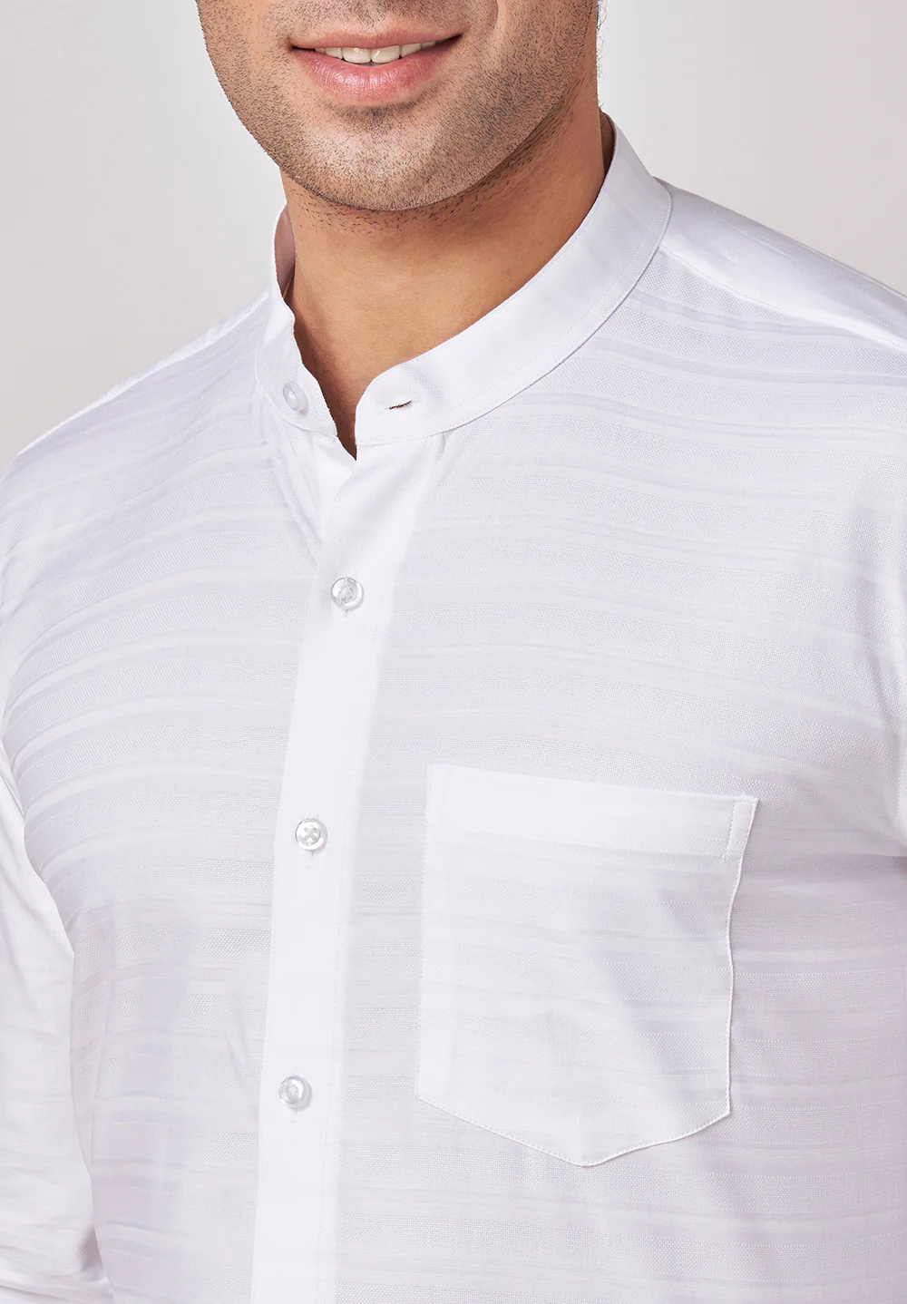 Men White Slim Fit Formal Shirt - Image 4