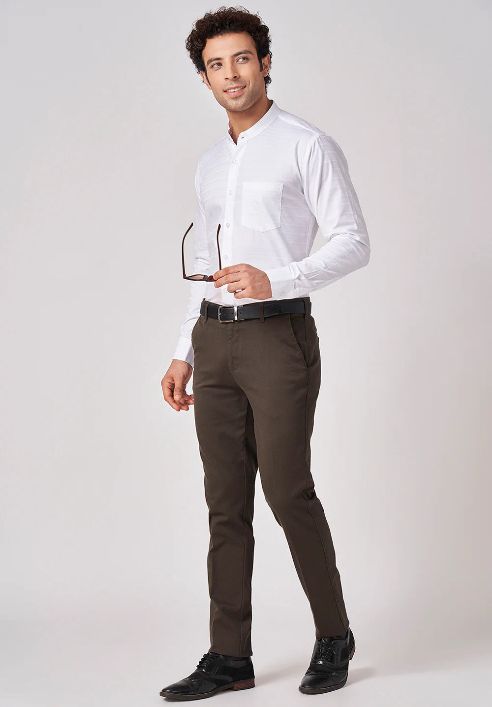 Men White Slim Fit Formal Shirt - Image 5