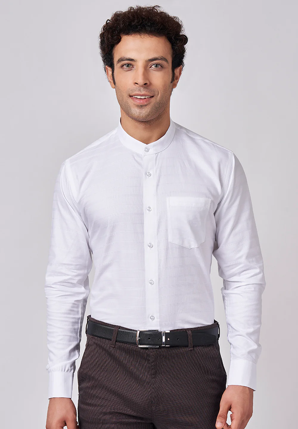 Men White Slim Fit Formal Shirt