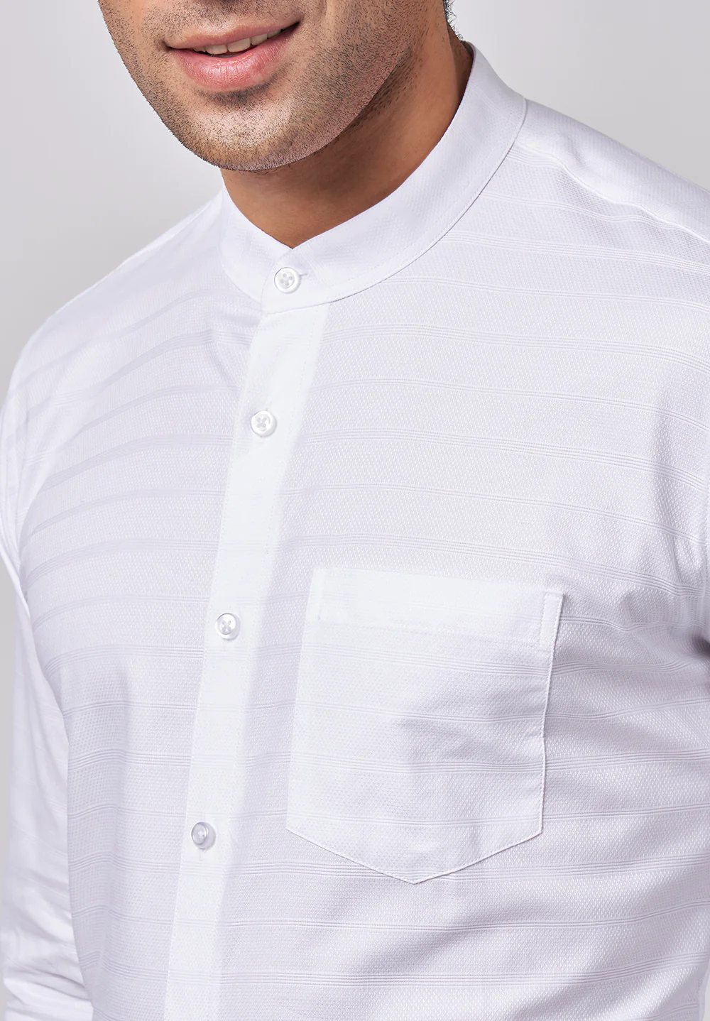 Men White Slim Fit Formal Shirt - Image 4