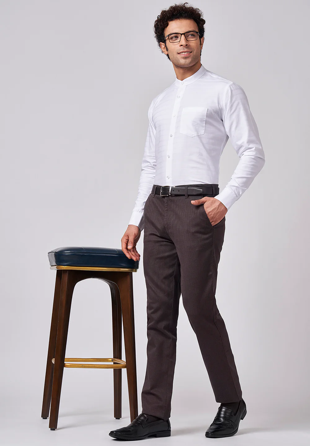 Men White Slim Fit Formal Shirt - Image 5