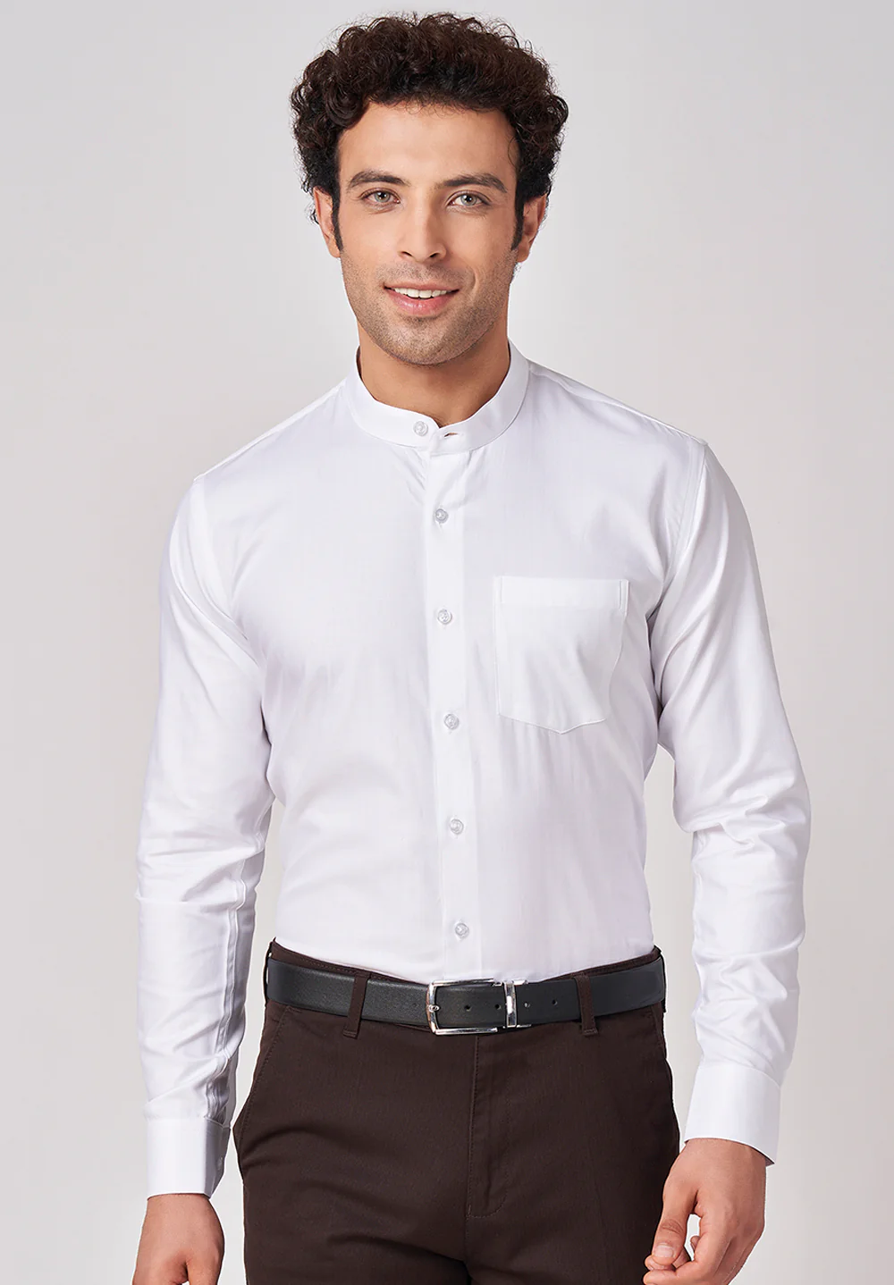 Men White Slim Fit Formal Shirt