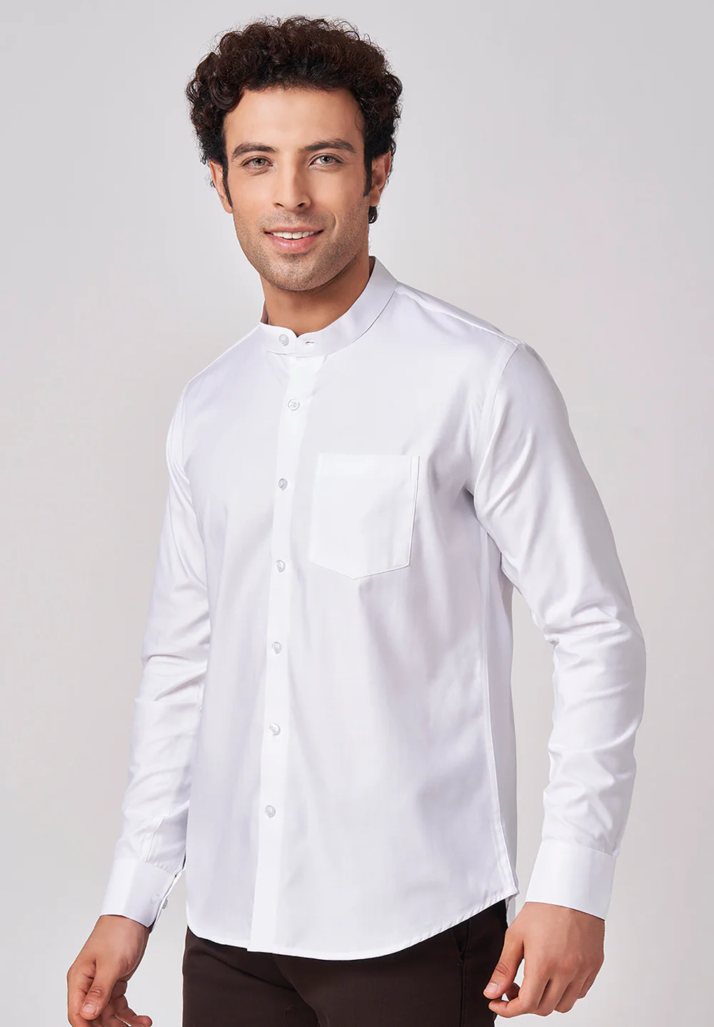 Men White Slim Fit Formal Shirt - Image 2