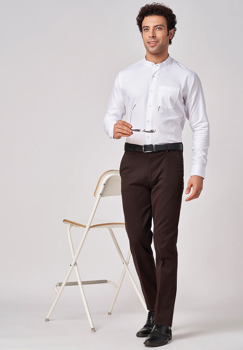 Men White Slim Fit Formal Shirt - Image 5