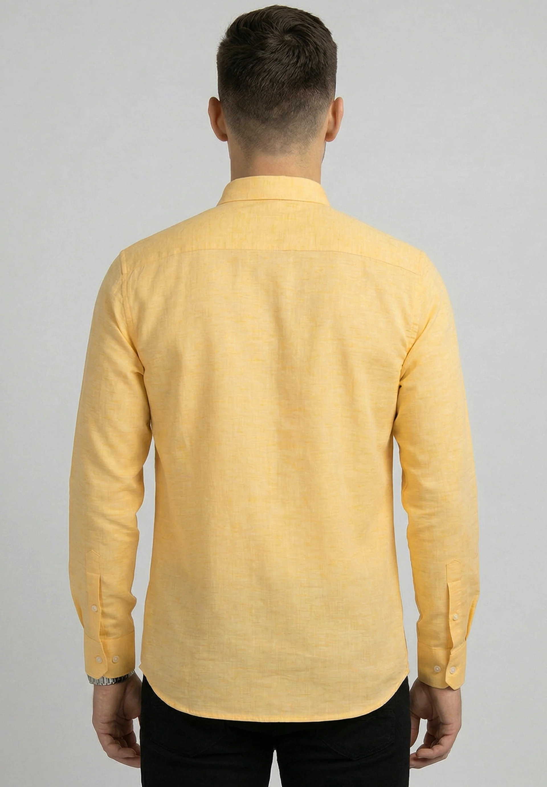 Men Yellow Slim Fit Formal Shirt - Image 5