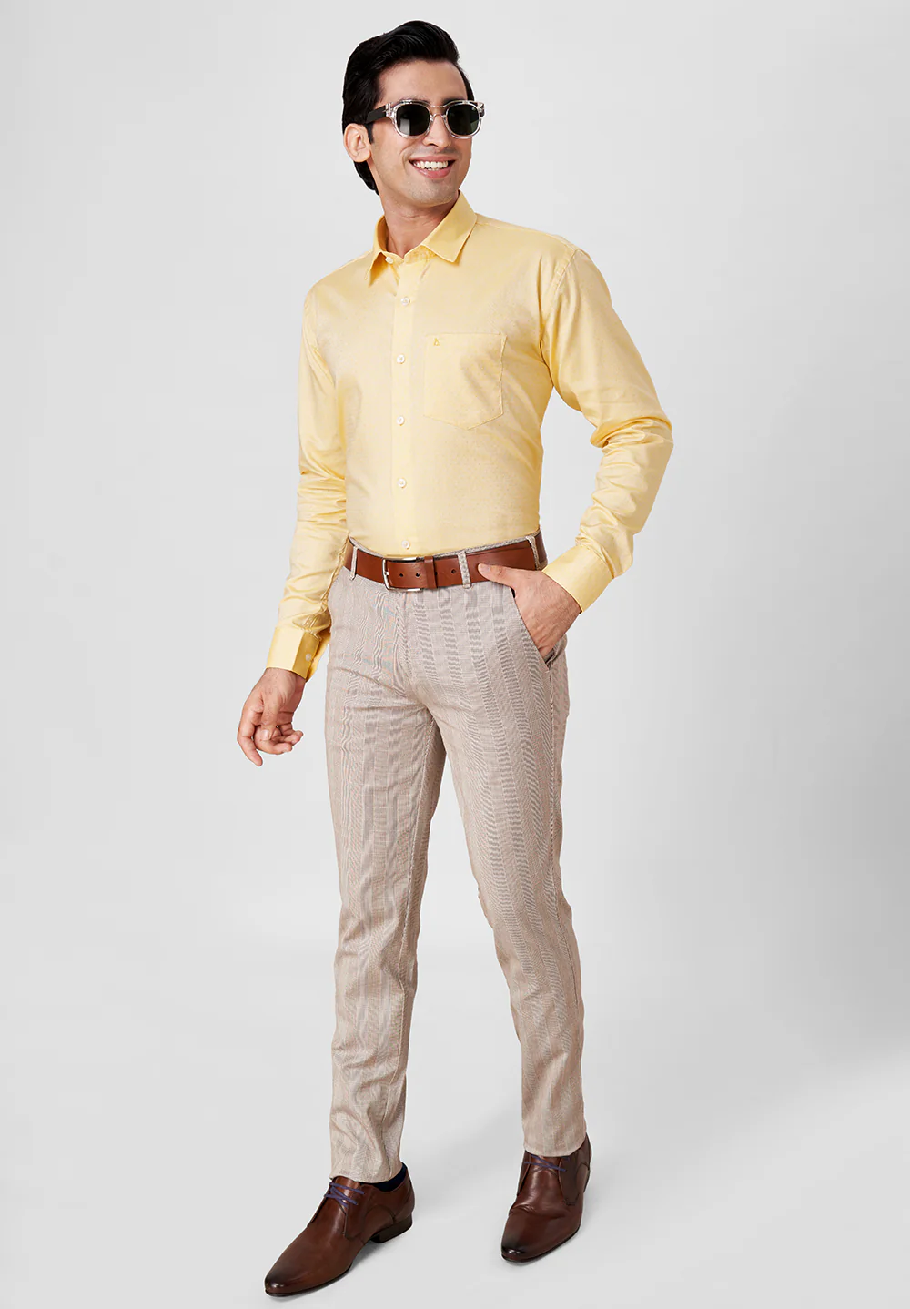 Men Yellow Slim Fit Formal Shirt - Image 5