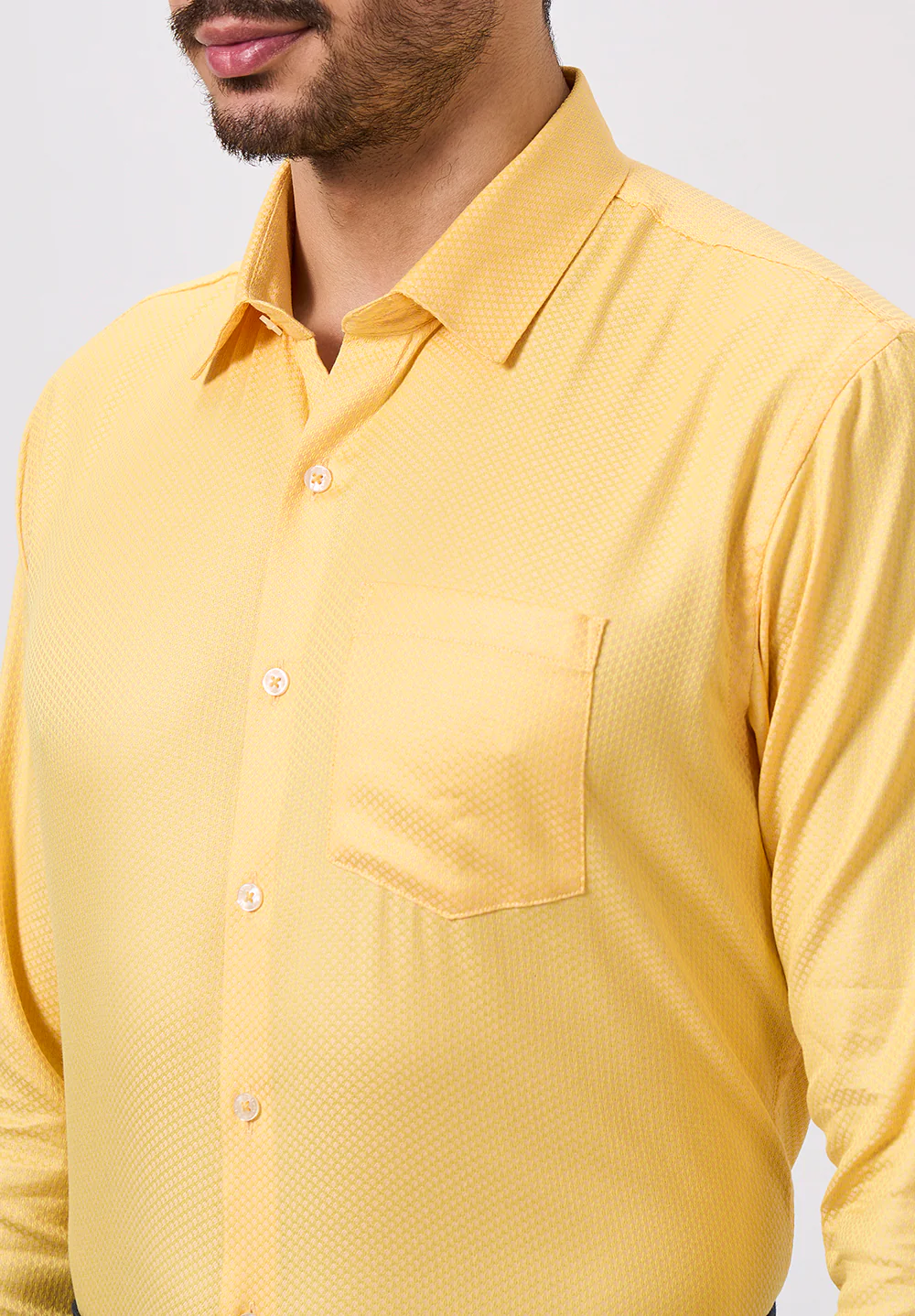 Men Yellow Slim Fit Formal Shirt - Image 3