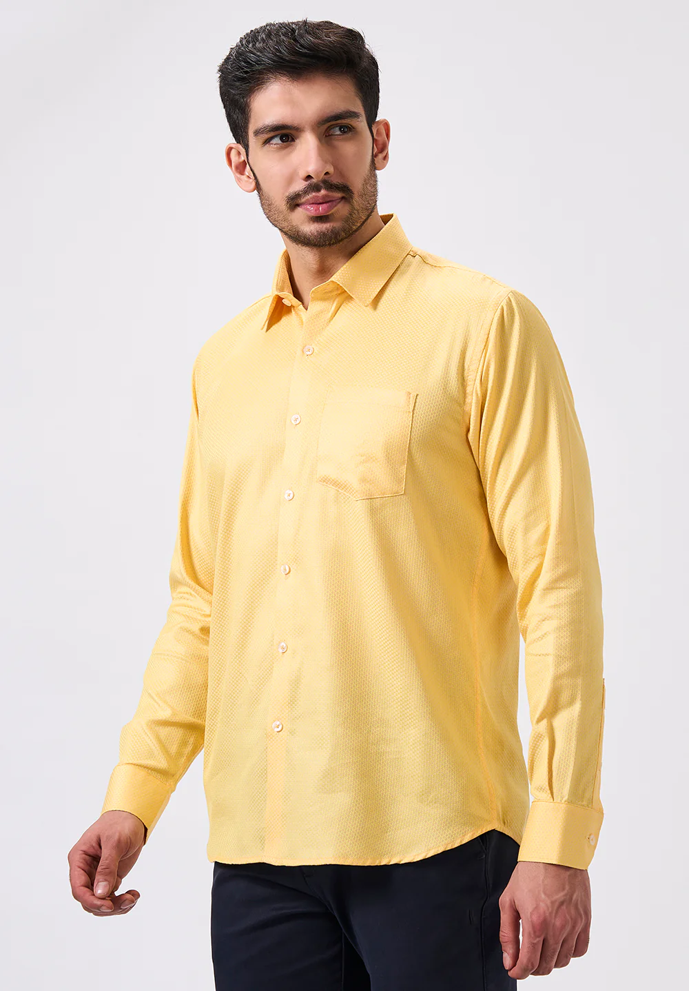 Men Yellow Slim Fit Formal Shirt - Image 4
