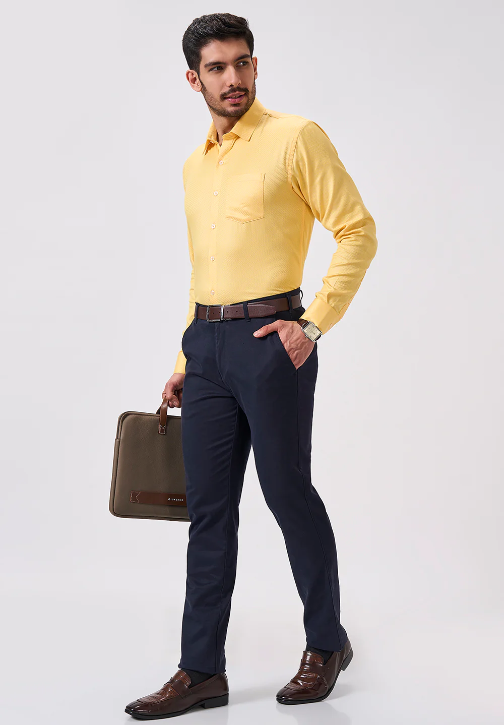 Men Yellow Slim Fit Formal Shirt - Image 5