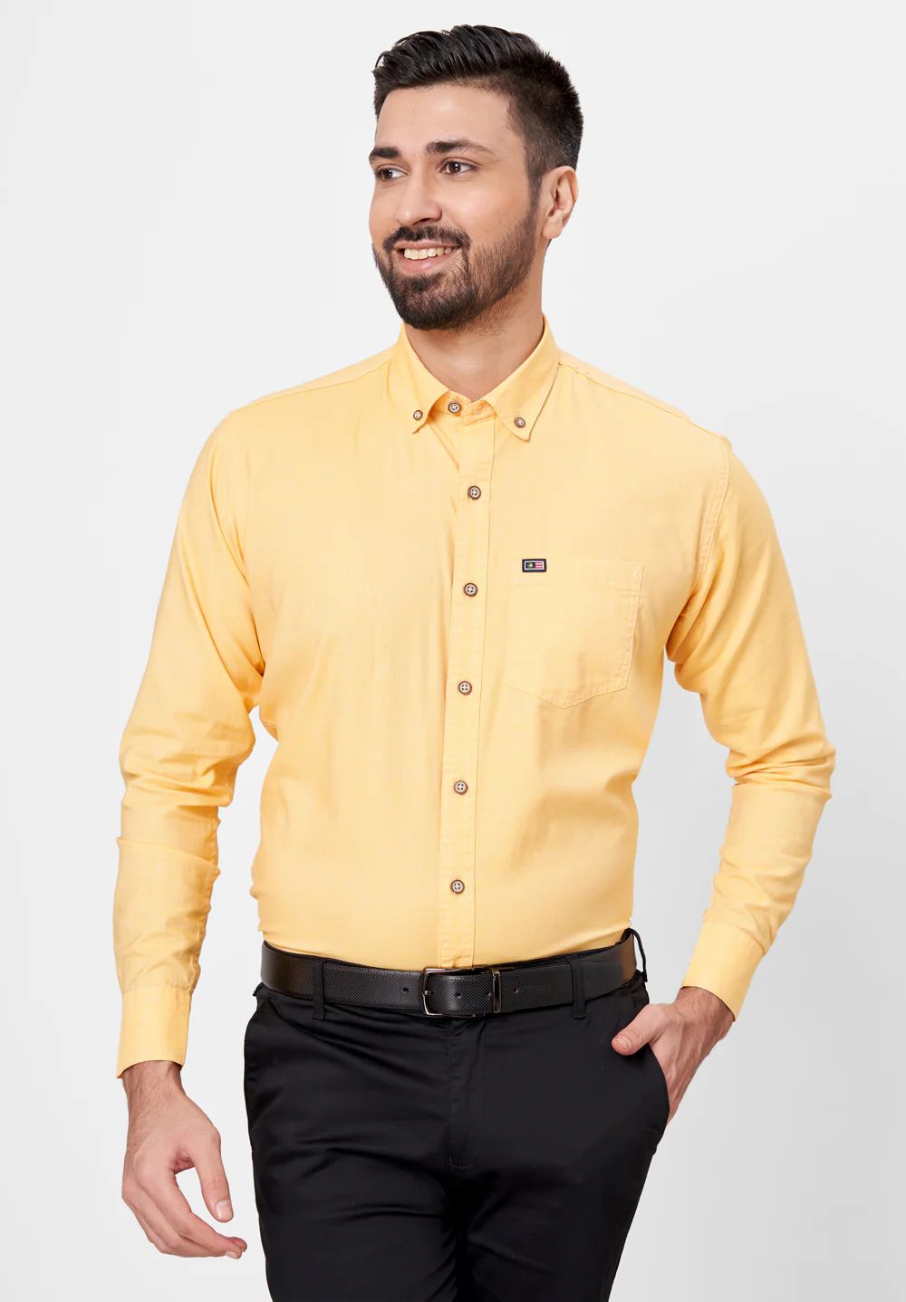 Men Yellow Slim Fit Formal Shirt